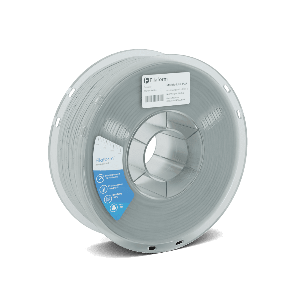 A 1kg spool of Filaform Marble PLA in Marble White
