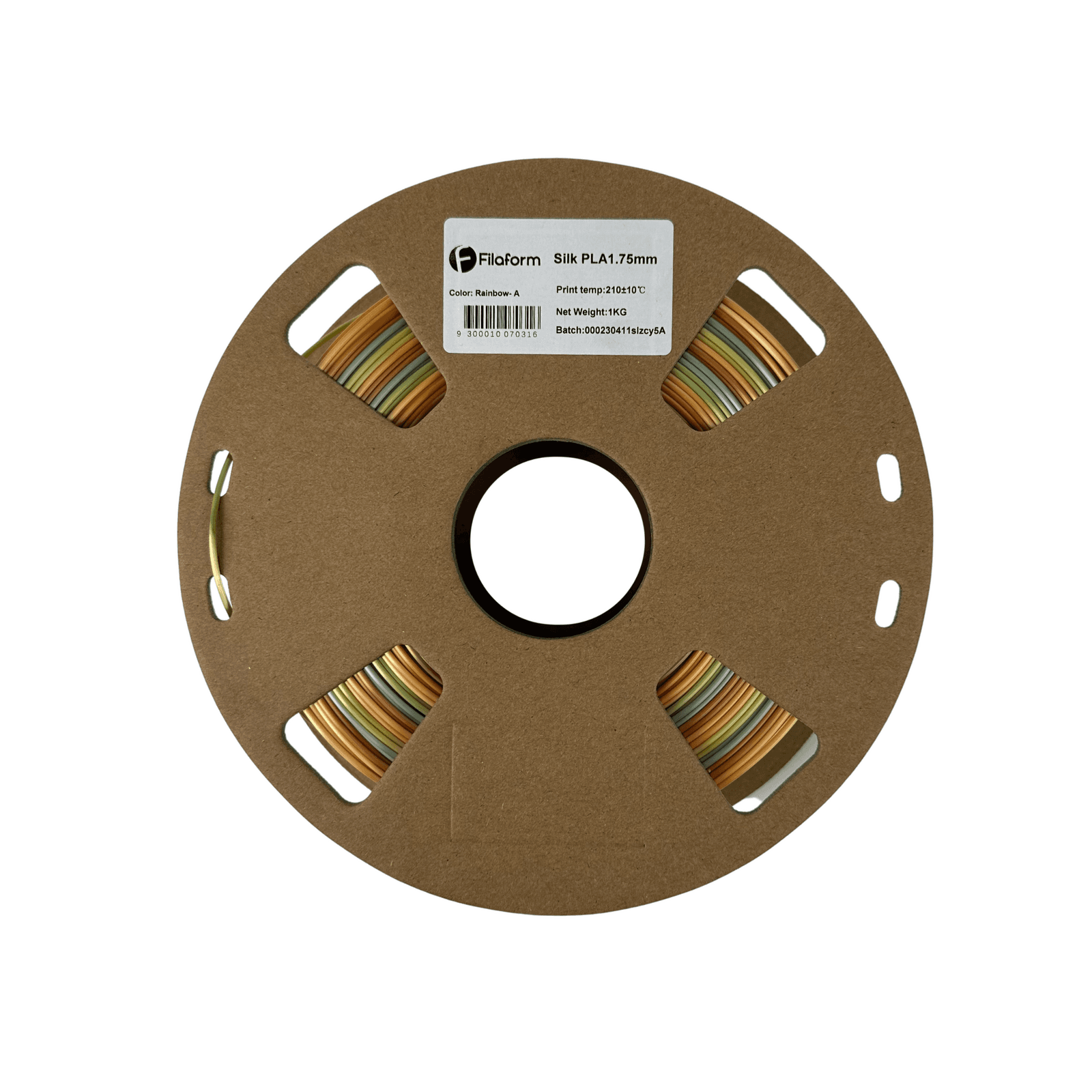 A 1kg spool of Filaform Rainbow Silk PLA